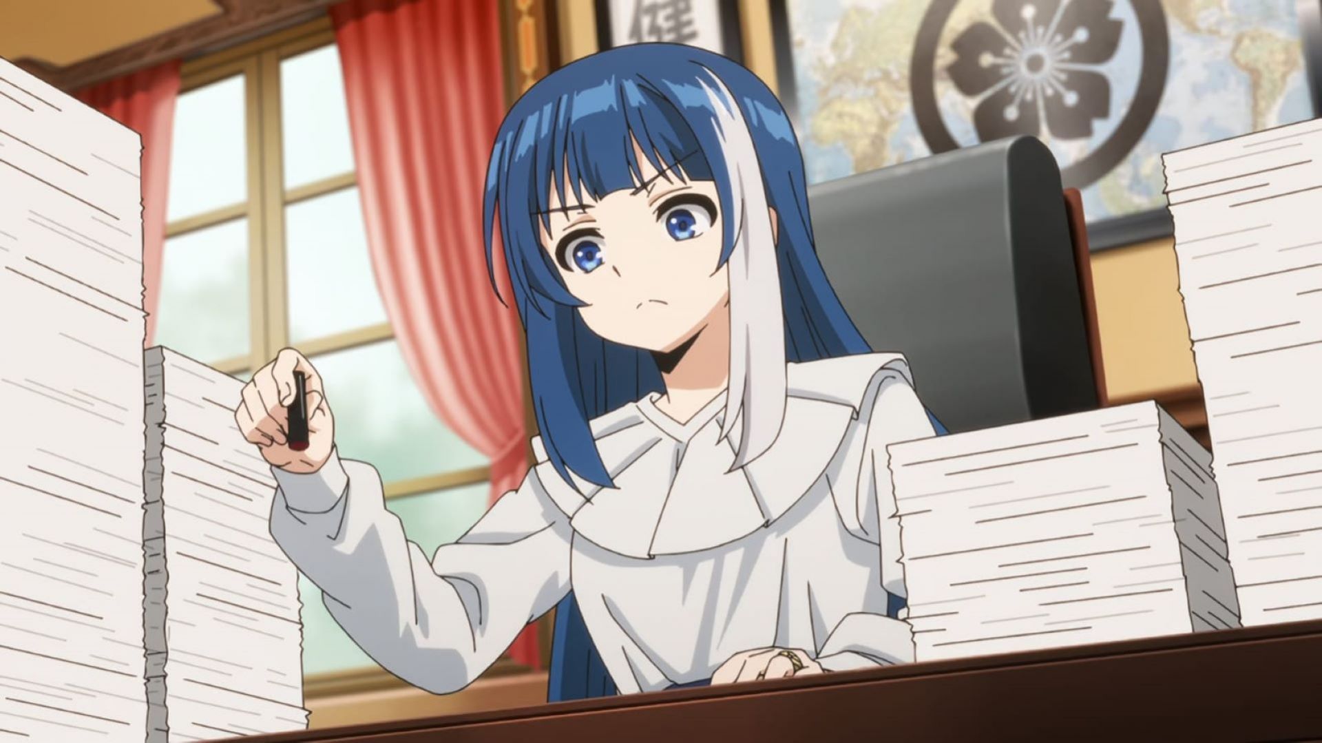 Mutsumi handling the paperwork in Mission: Yozakura Family episode 4 (Image via Silver Link)