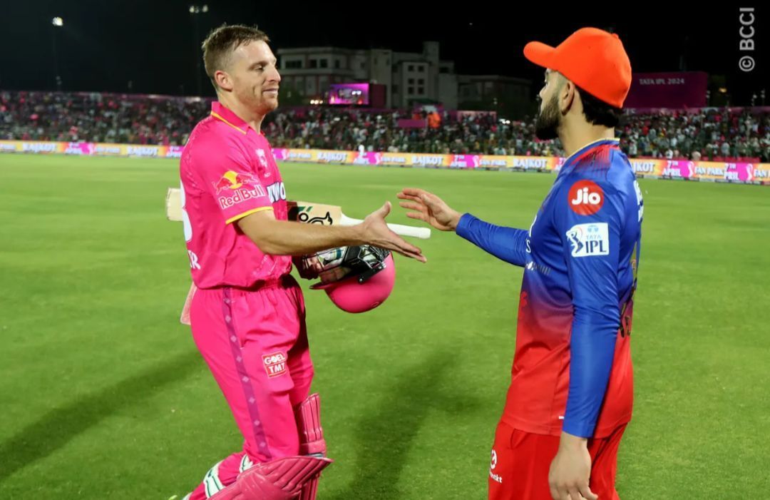 Both centurions Jos Buttler and Virat Kohli after the match