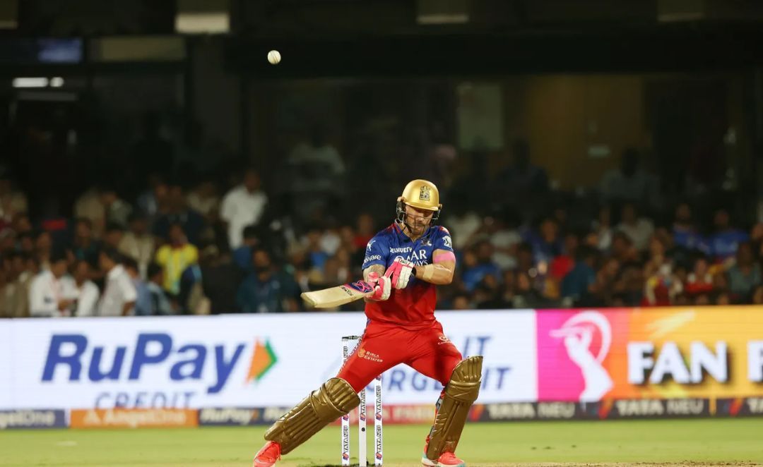 Faf du Plessis playing a ramp shot for RCB