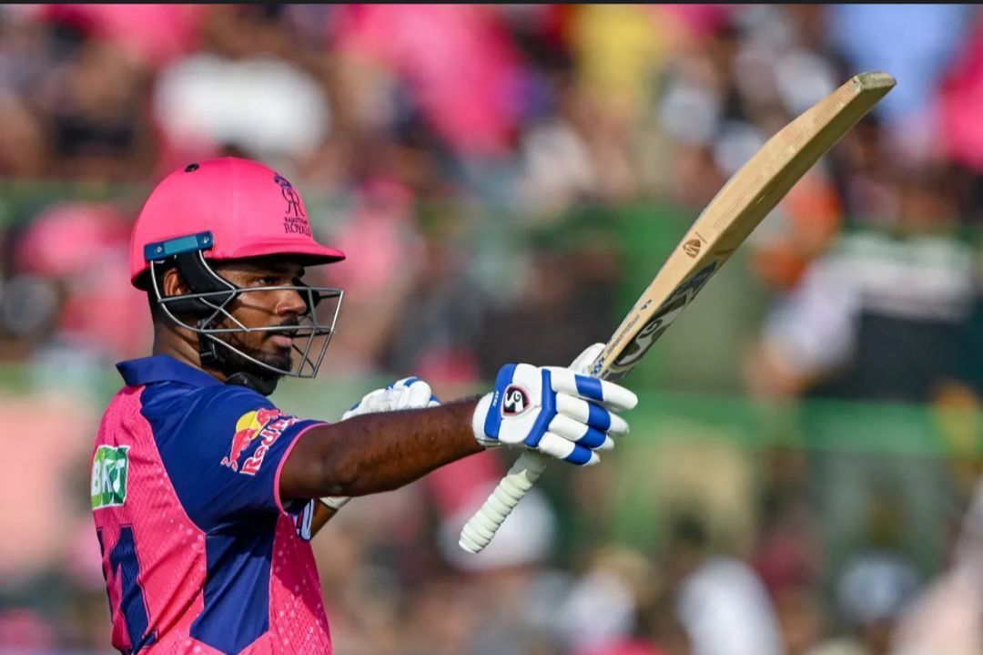 Sanju Samson acknowledging his fifty for RR