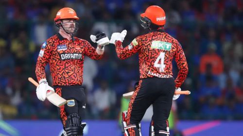 Travis Head and Abhishek Sharma during their blistering 131-run stand against DC.