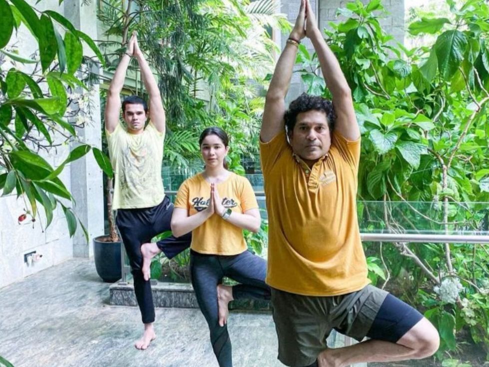 Sachin Tendulkar with his family