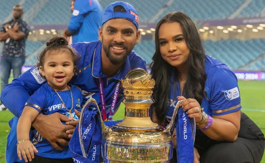 Nicholas Pooran with his family