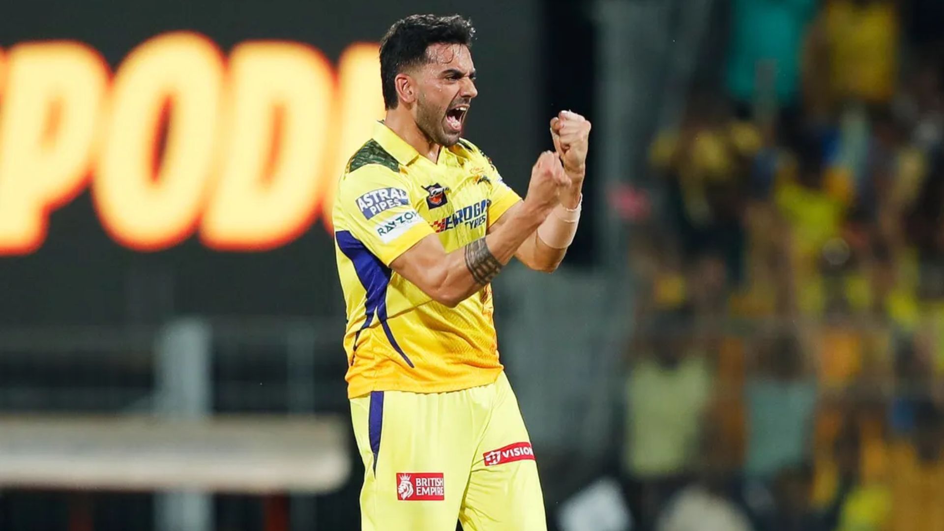 Deepak Chahar celebrating a wicket (Credits: IPL)