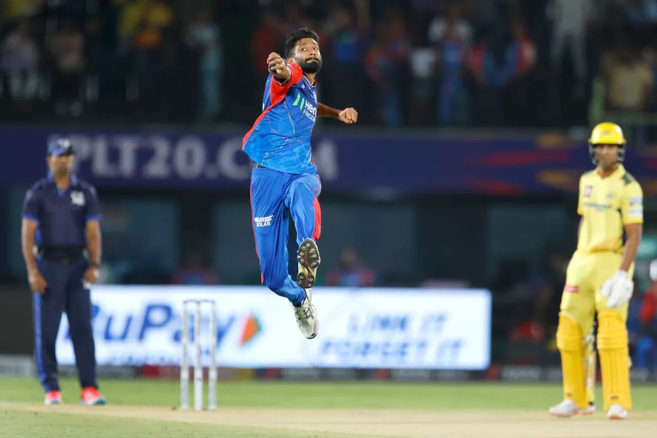 Khaleel Ahmed celebrating a wicket vs CSK. (PC: BCCI)