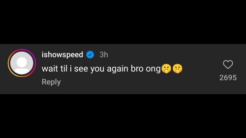 Screenshot of IShowSpeed's comment under Randy Orton's Instagram post