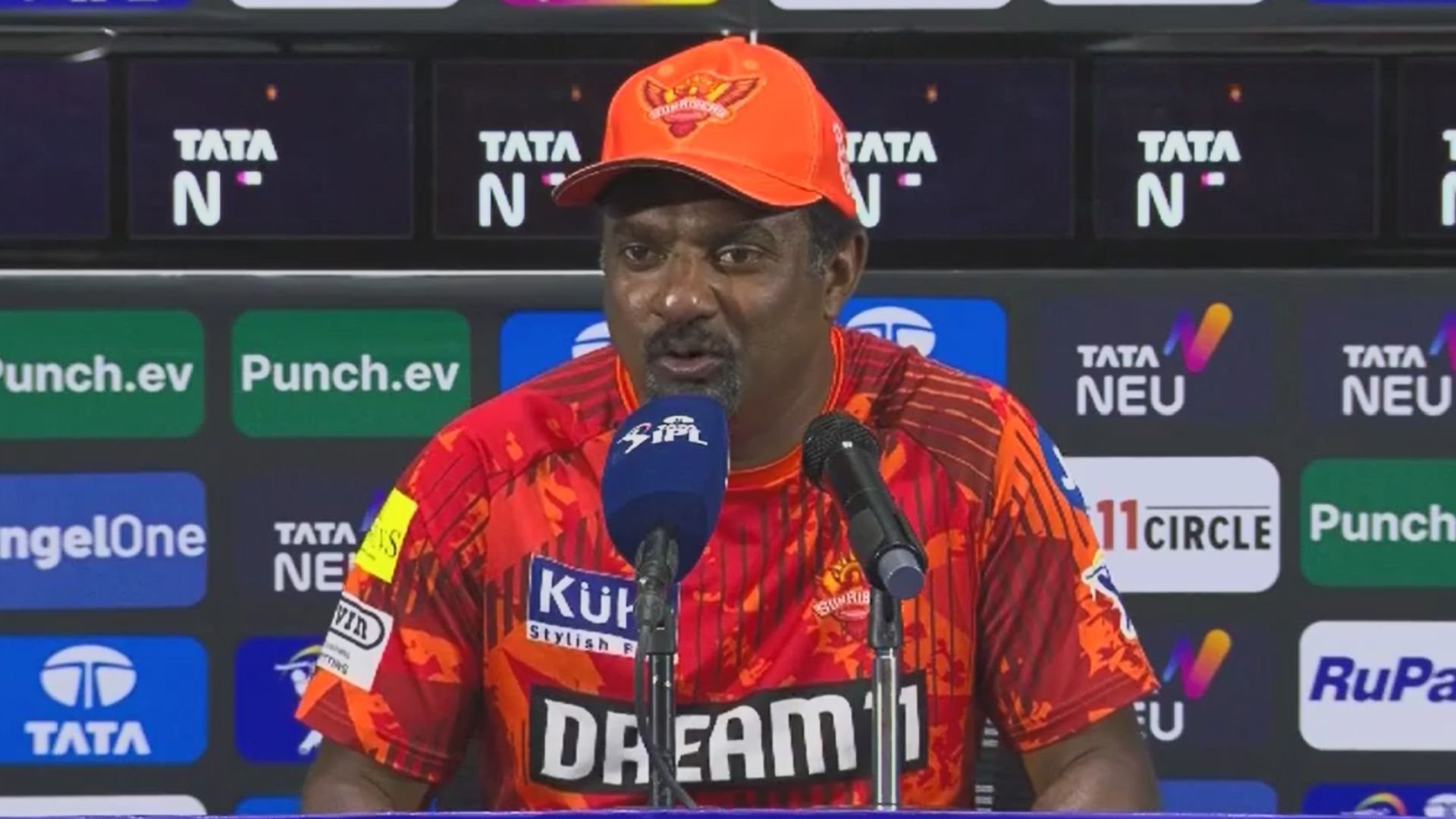 Muttiah Muralitharan addressing the press after GT vs SRH game