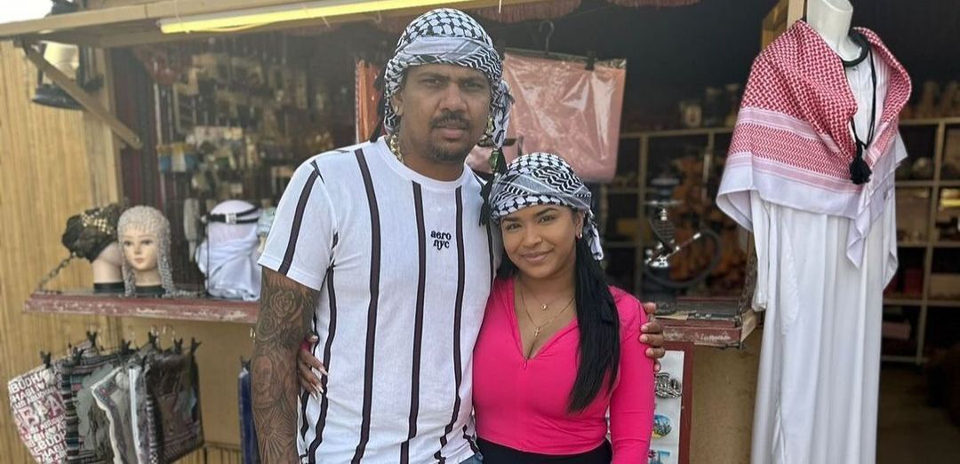 Sunil Narine with his wife