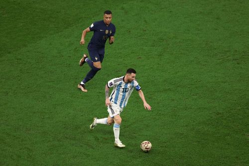 Kylian Mbappe (left) and Lionel Messi