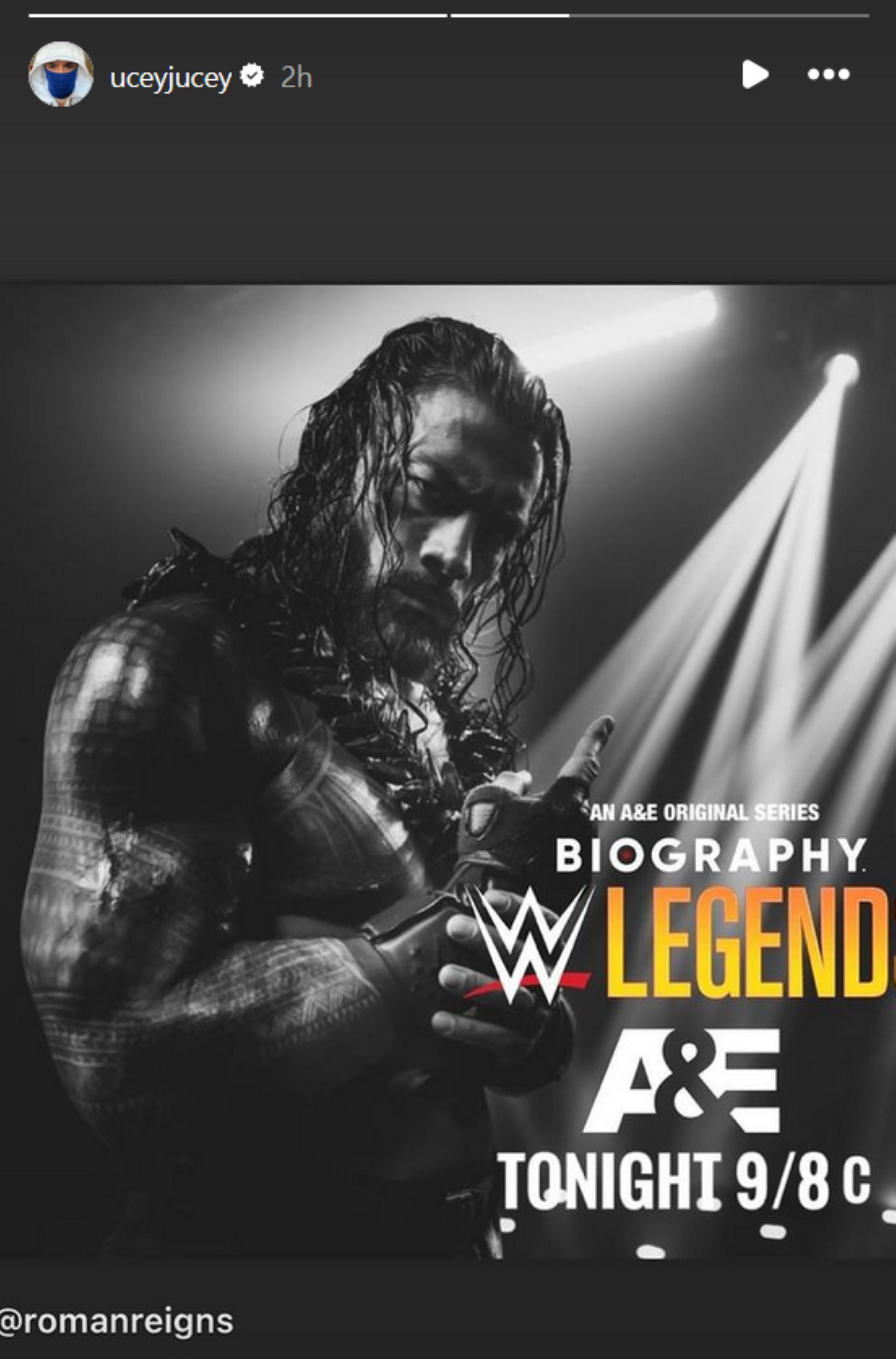 Screenshot of Jey Uso sharing Roman Reigns&#039; post on Instagram Stories