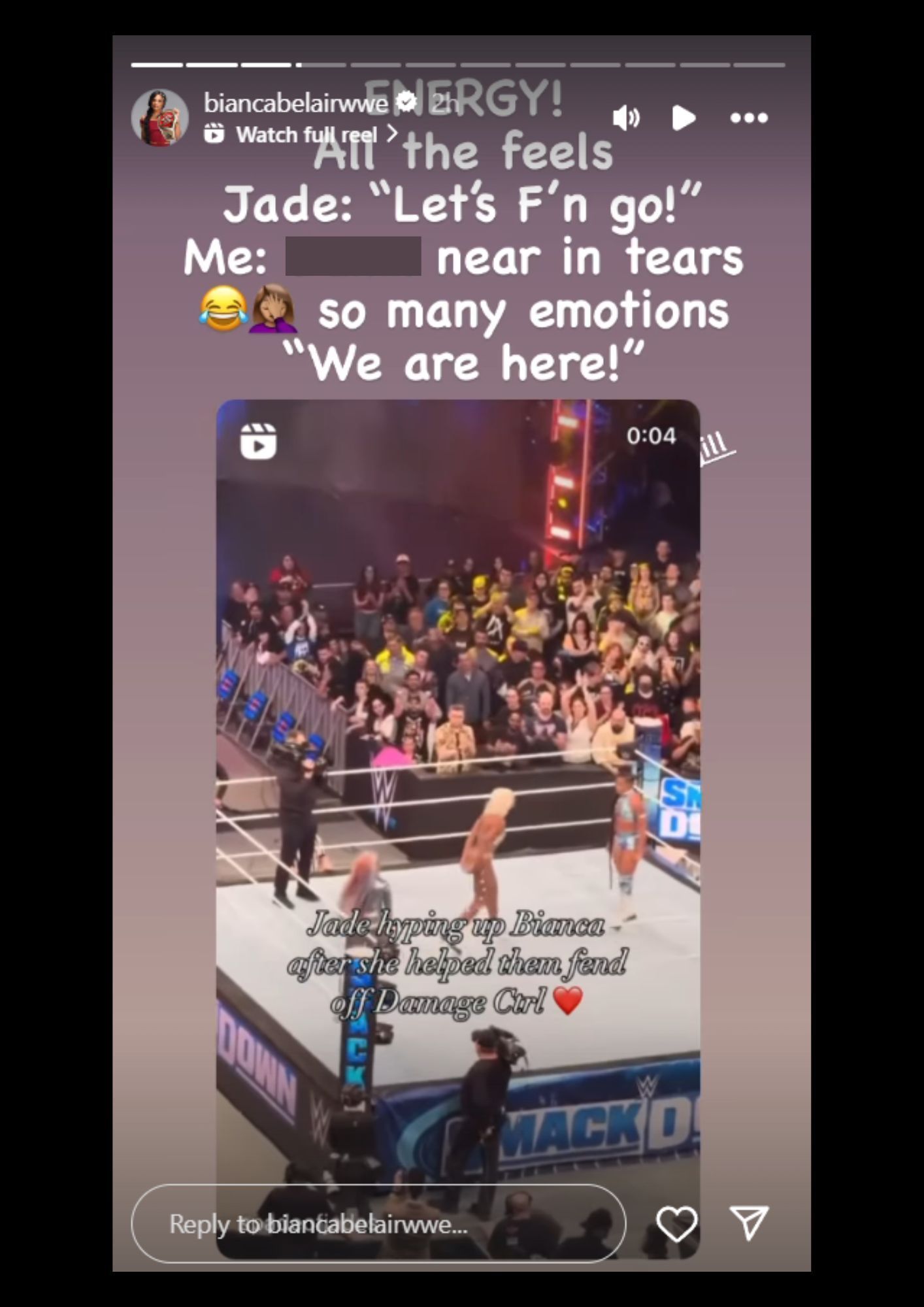 Bianca Belair&#039;s Instagram story 