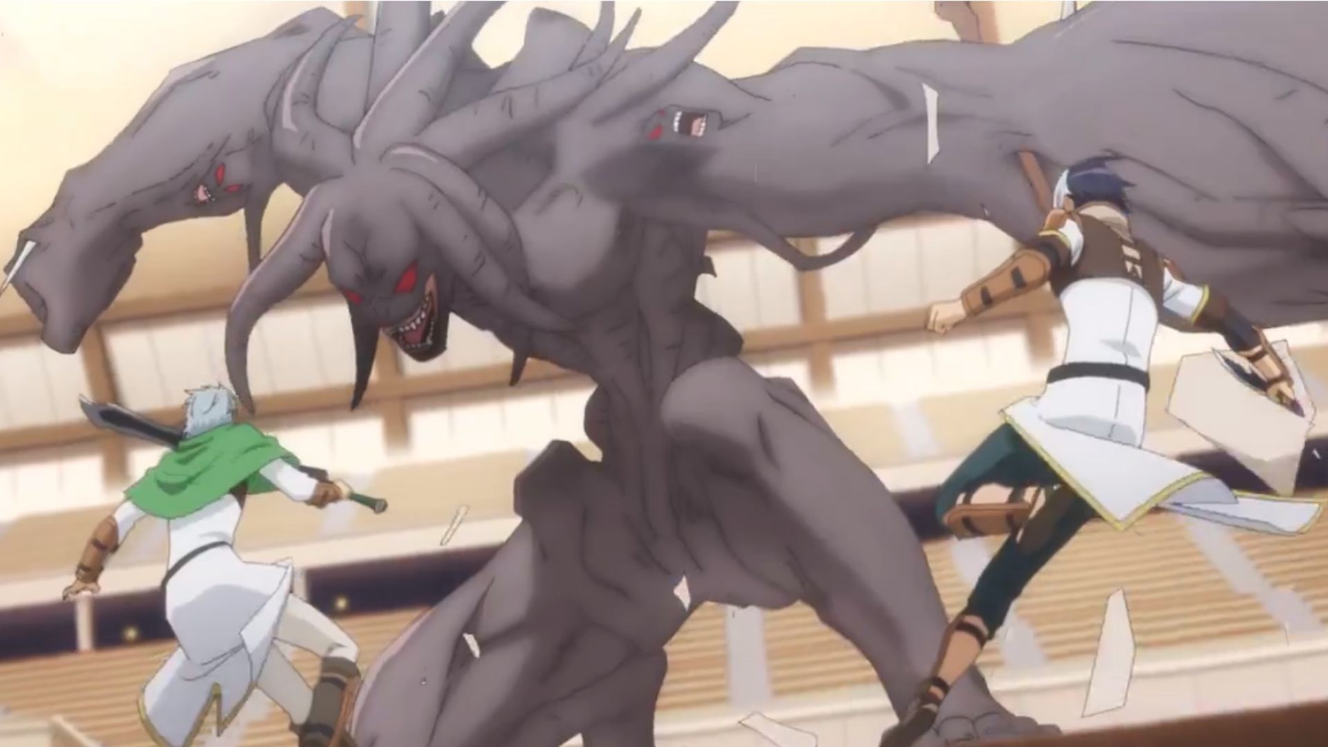 Makoto&#039;s students vs. mutated Ilumgand in the upcoming episode preview (Image via J.C.Staff)