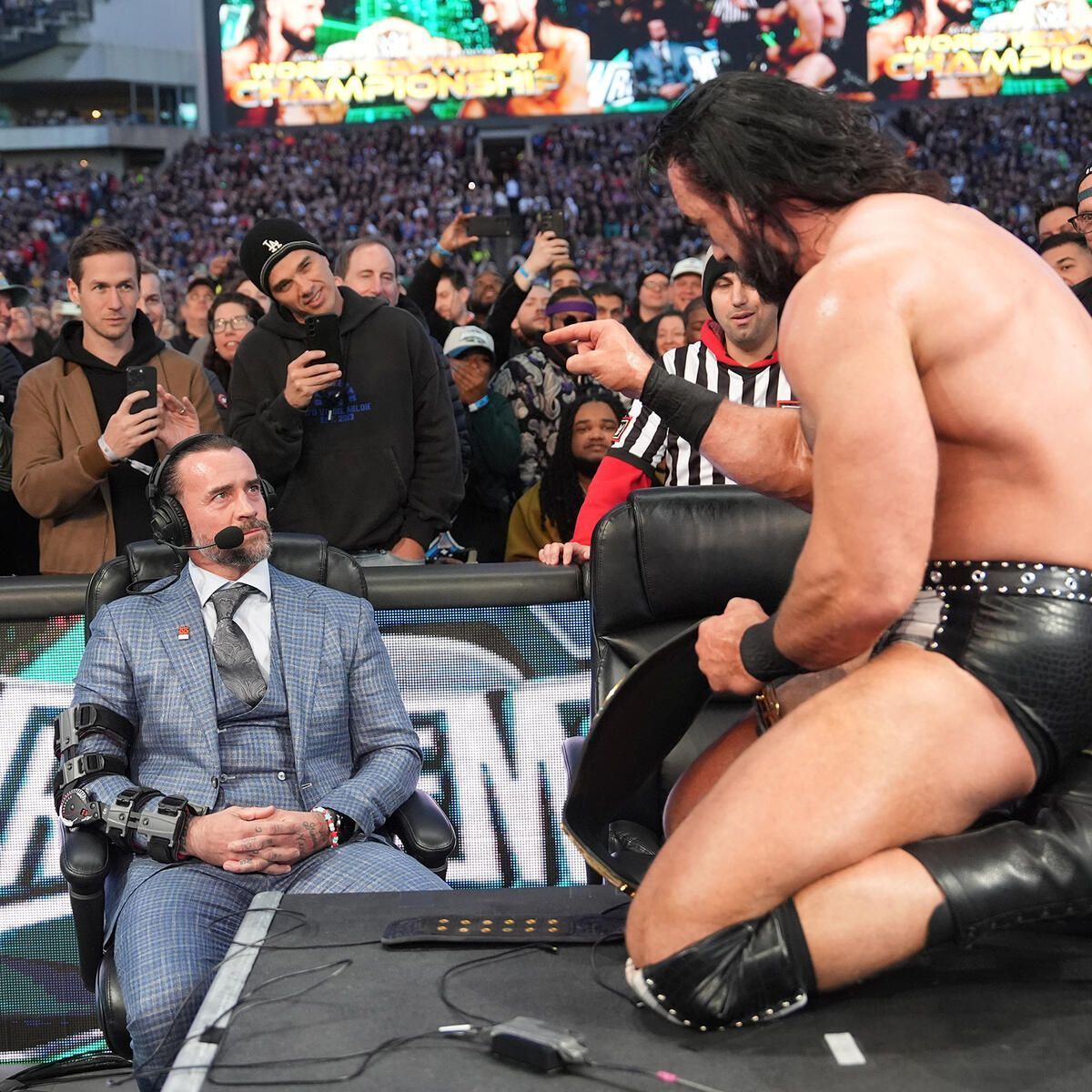 CM Punk arguing with Drew McIntyre