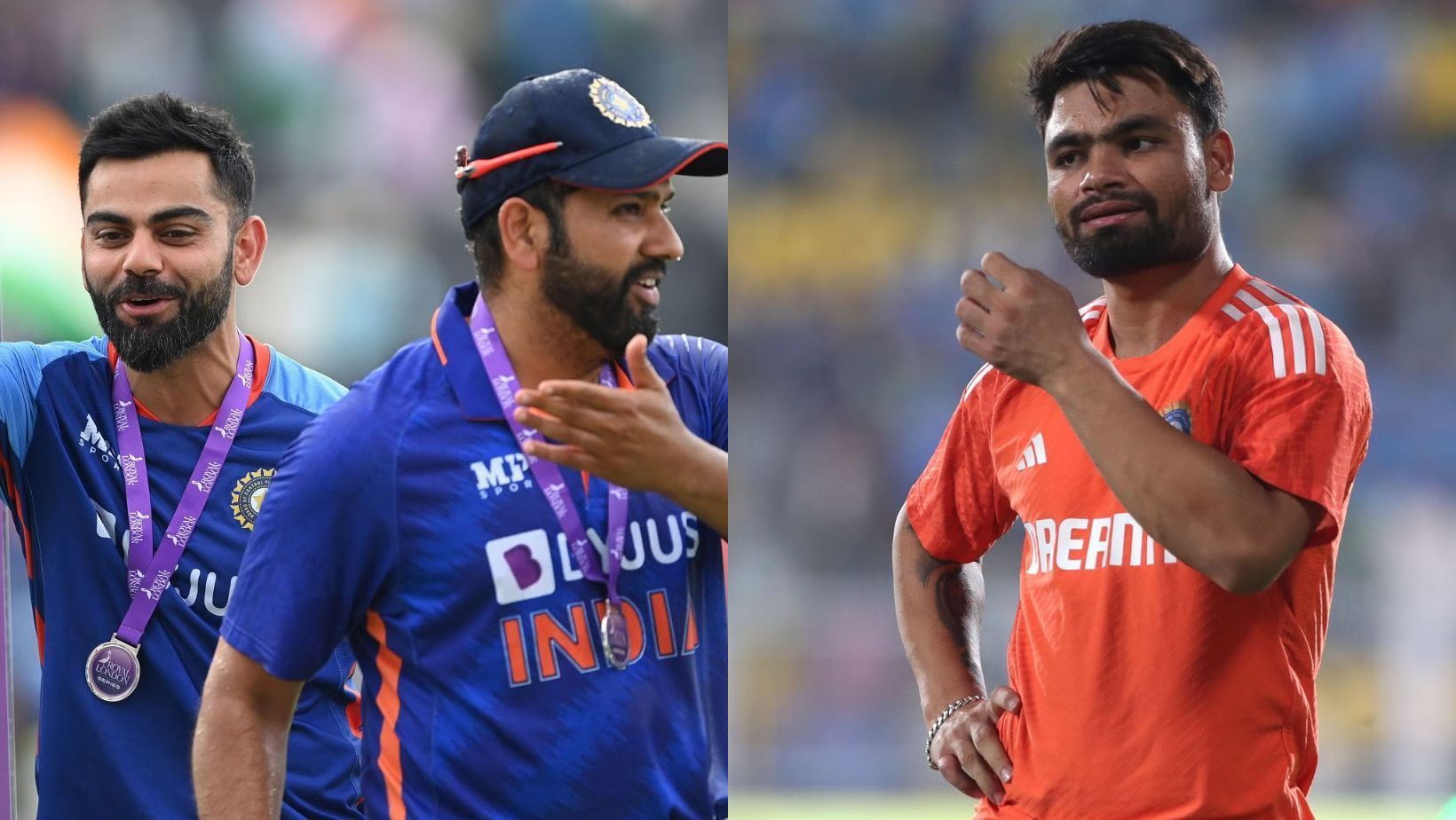 Virat Kohli (L), Rohit Sharma make the cut, Rinku Singh (R) doesn