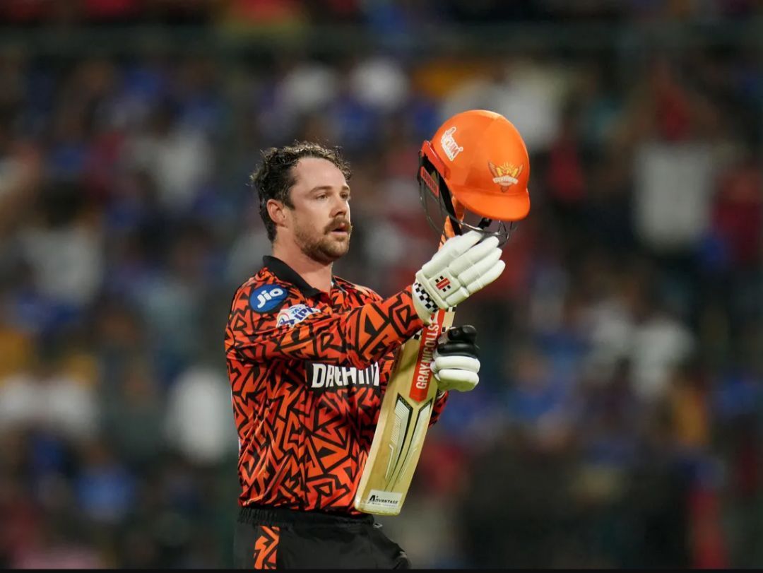 Travis Head doing his celebration after a wonderful hundred vs RCB