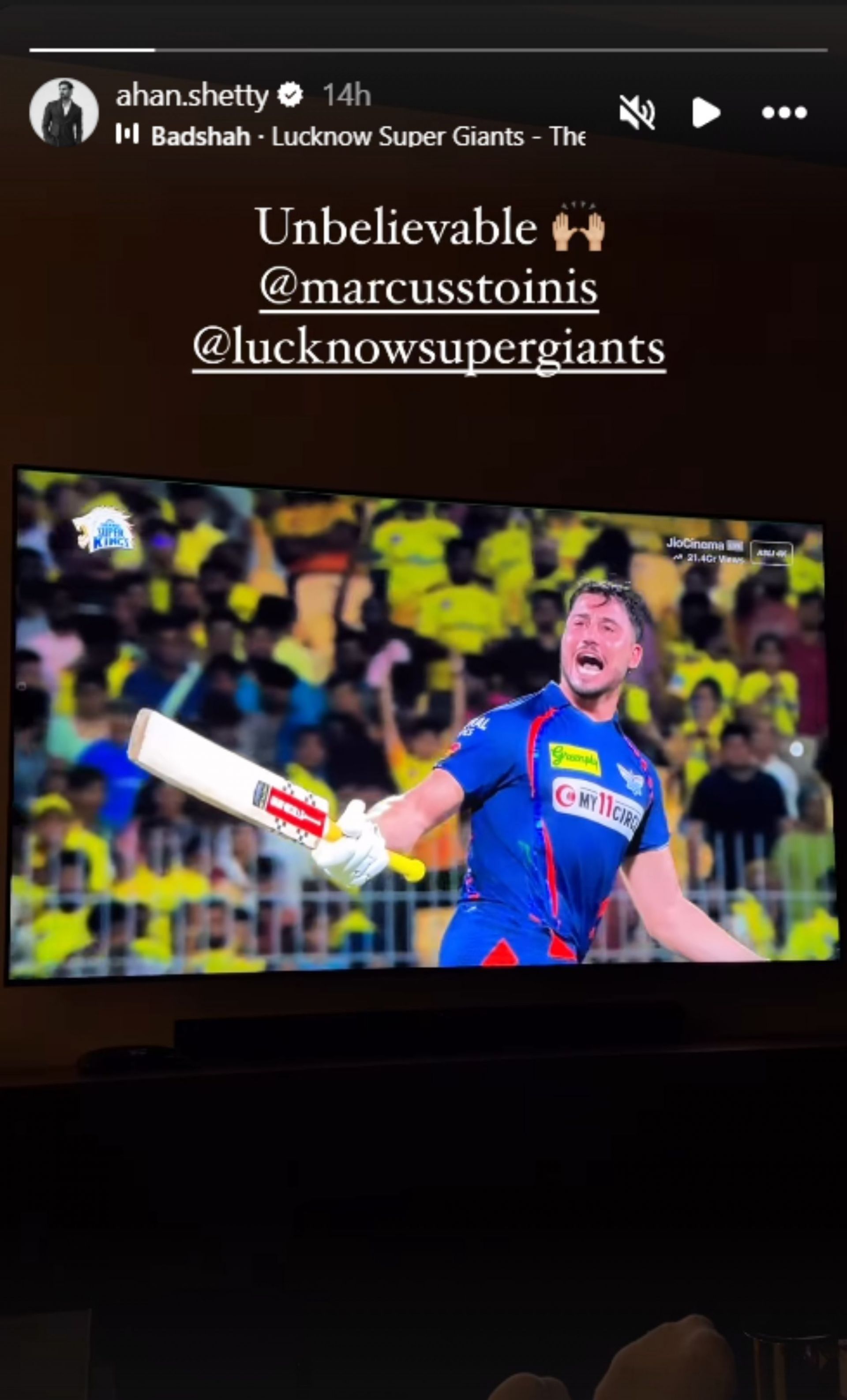 Ahan Shetty's story after Marcus Stoinis took Super Giants over the line against CSK.