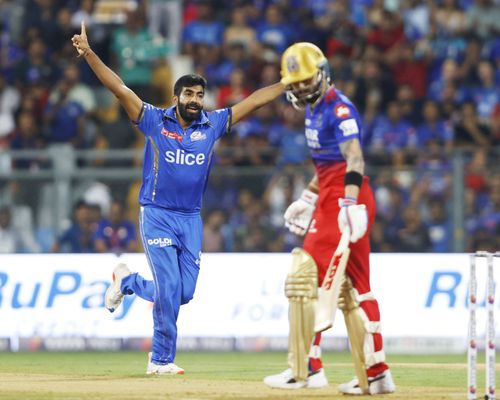 Jasprit Bumrah celebrates Virat Kohli's wicket. (Credits: Twitter)