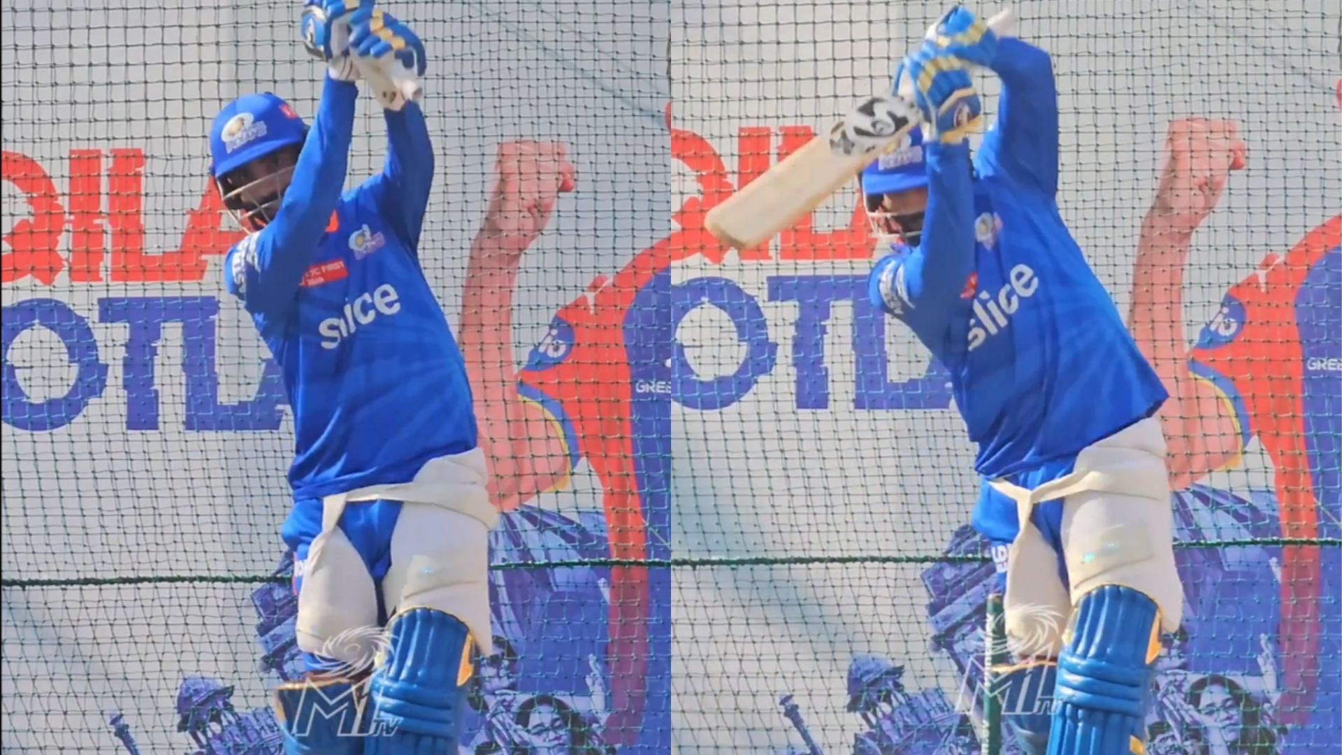 Snippets from Jasprit Bumrah polishing his batting skills in the nets