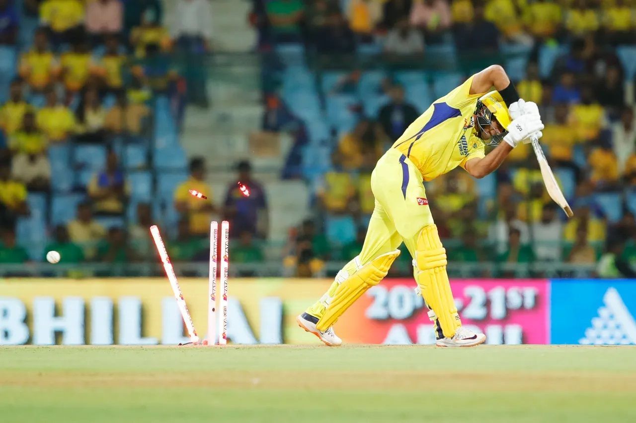 Rachin Ravindra was bowled by Mohsin Khan for a golden duck. [P/C: iplt20.com]