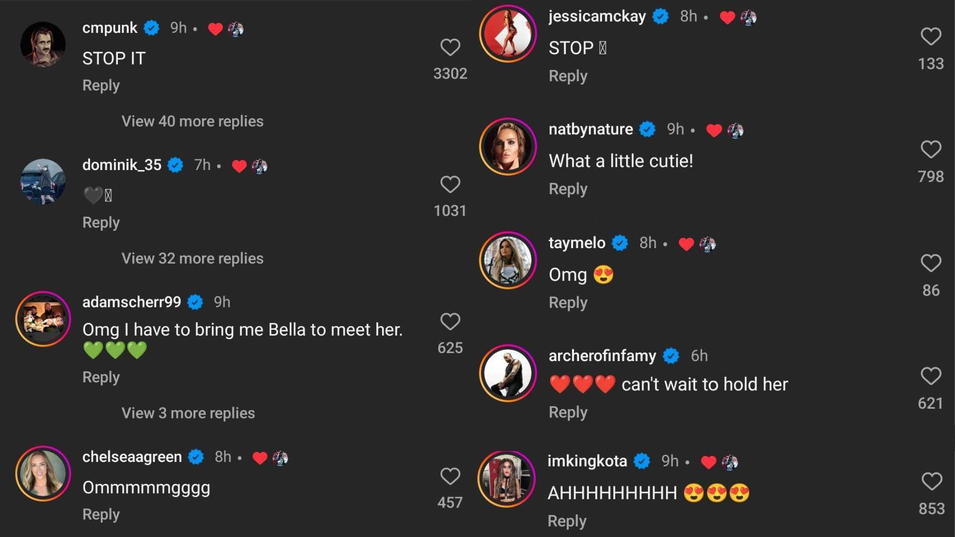 Comments section of Rhea Ripley&#039;s Instagram post.