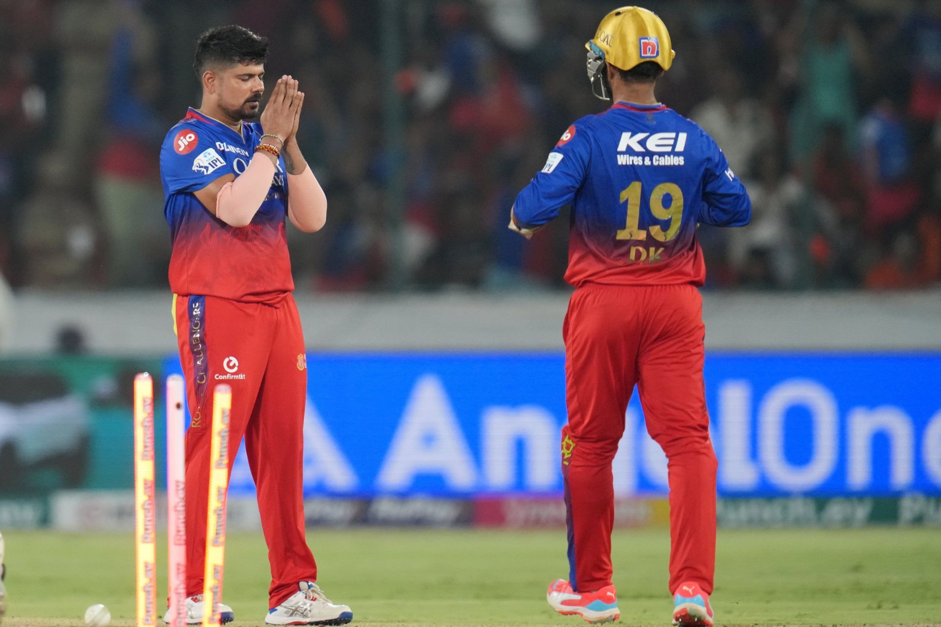 Karn Sharma celebrates a wicket. (Credits: Twitter)