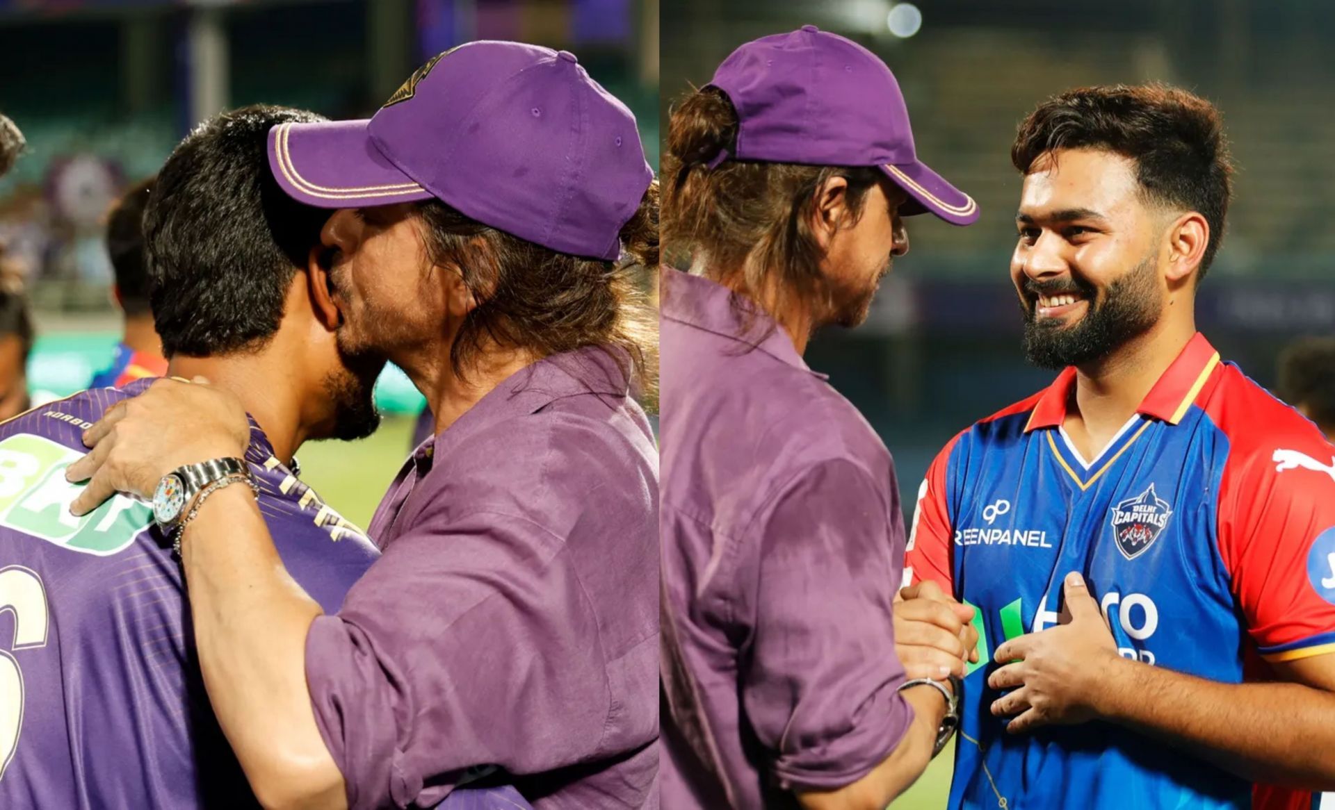 SRK interacting with KKR and DC players after the match on Wednesday. 