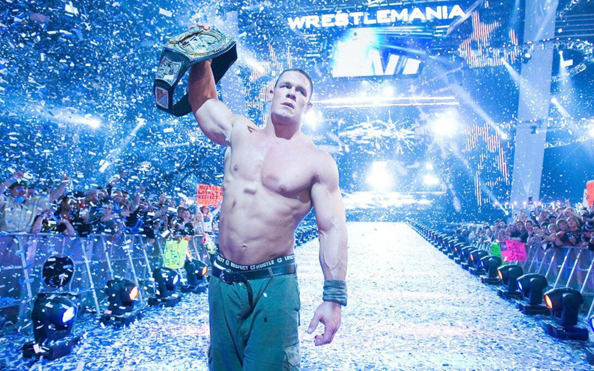 John Cena celebrates a legendary win over Shawn Michaels!