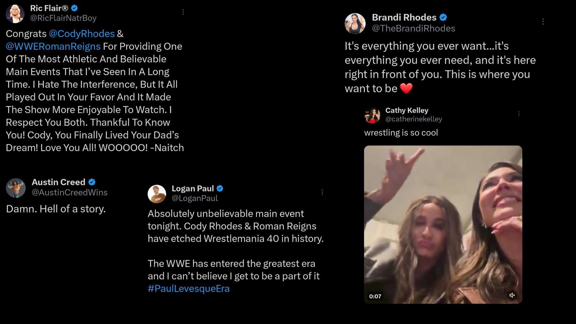 Screenshot of some more stars' reactions to Rhodes' win