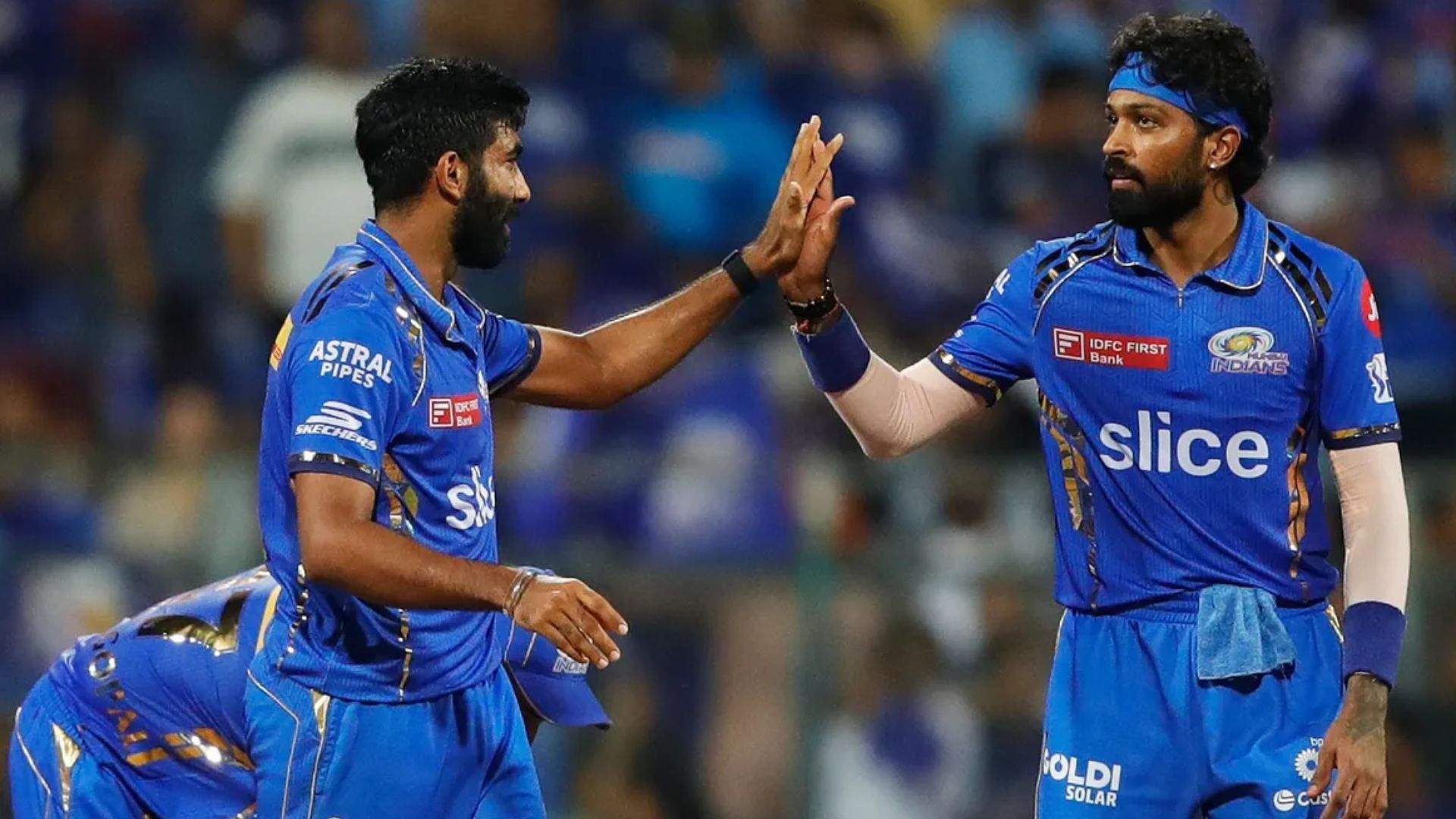 Jasprit Bumrah and Hardik Pandya of MI