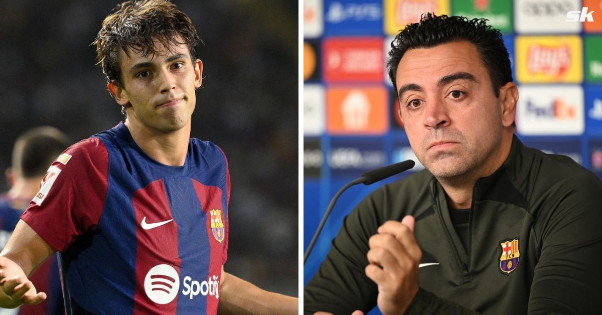 Joao Felix (left) and Barcelona manager Xavi 