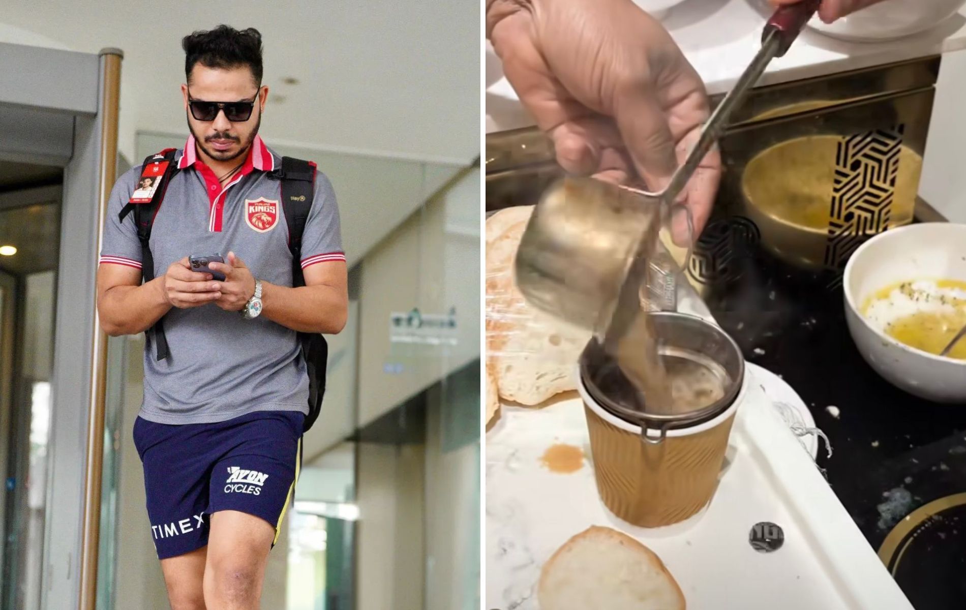 Ashutosh Sharma (L) prepared tea for PBKS players and support staff. 