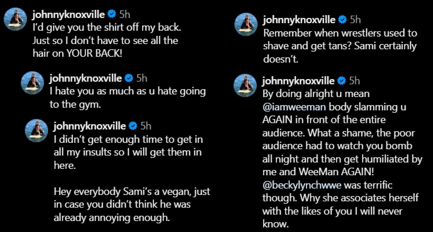 Knoxville&#039;s remarks (via Sami&#039;s Instagram)