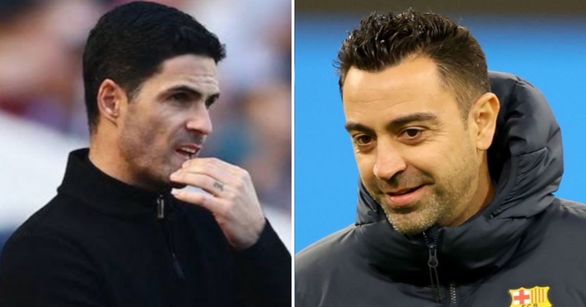 Arsenal boss Mikel Arteta (left) and Barcelona manager Xavier Hernandez