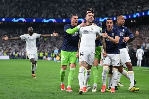 Real Madrid players celebrating