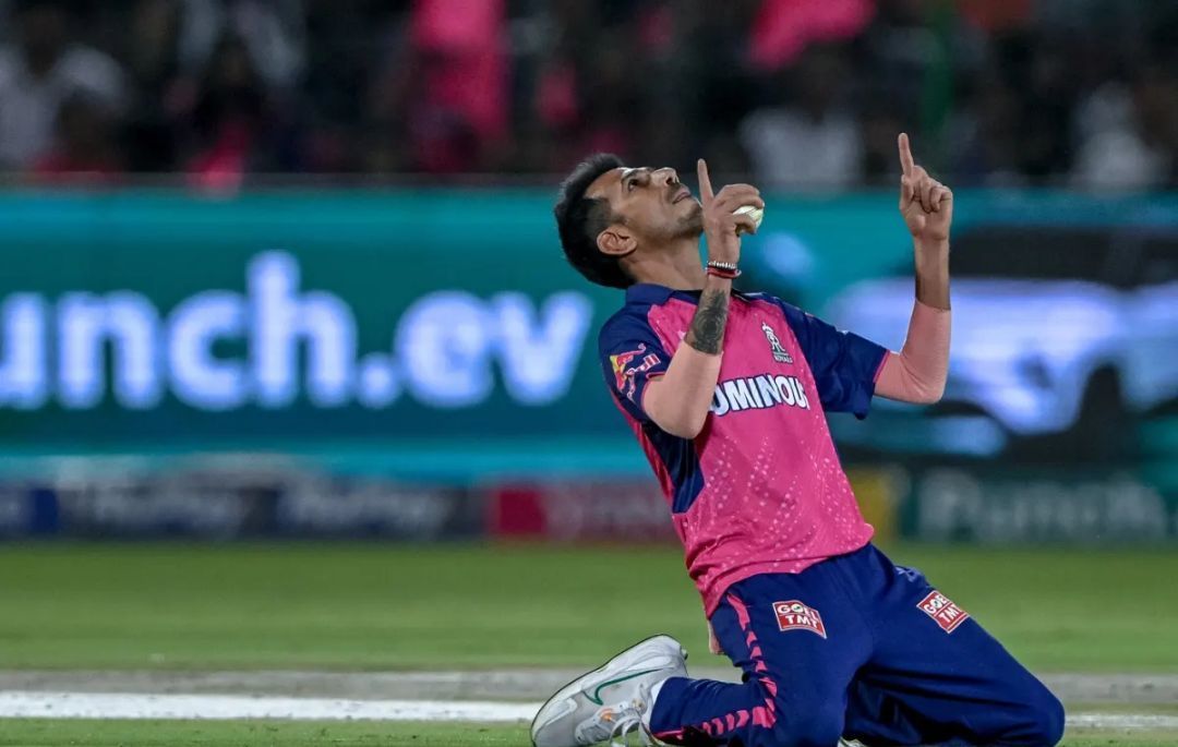 Yuzvendra Chahal celebrating his 200th IPL wicket