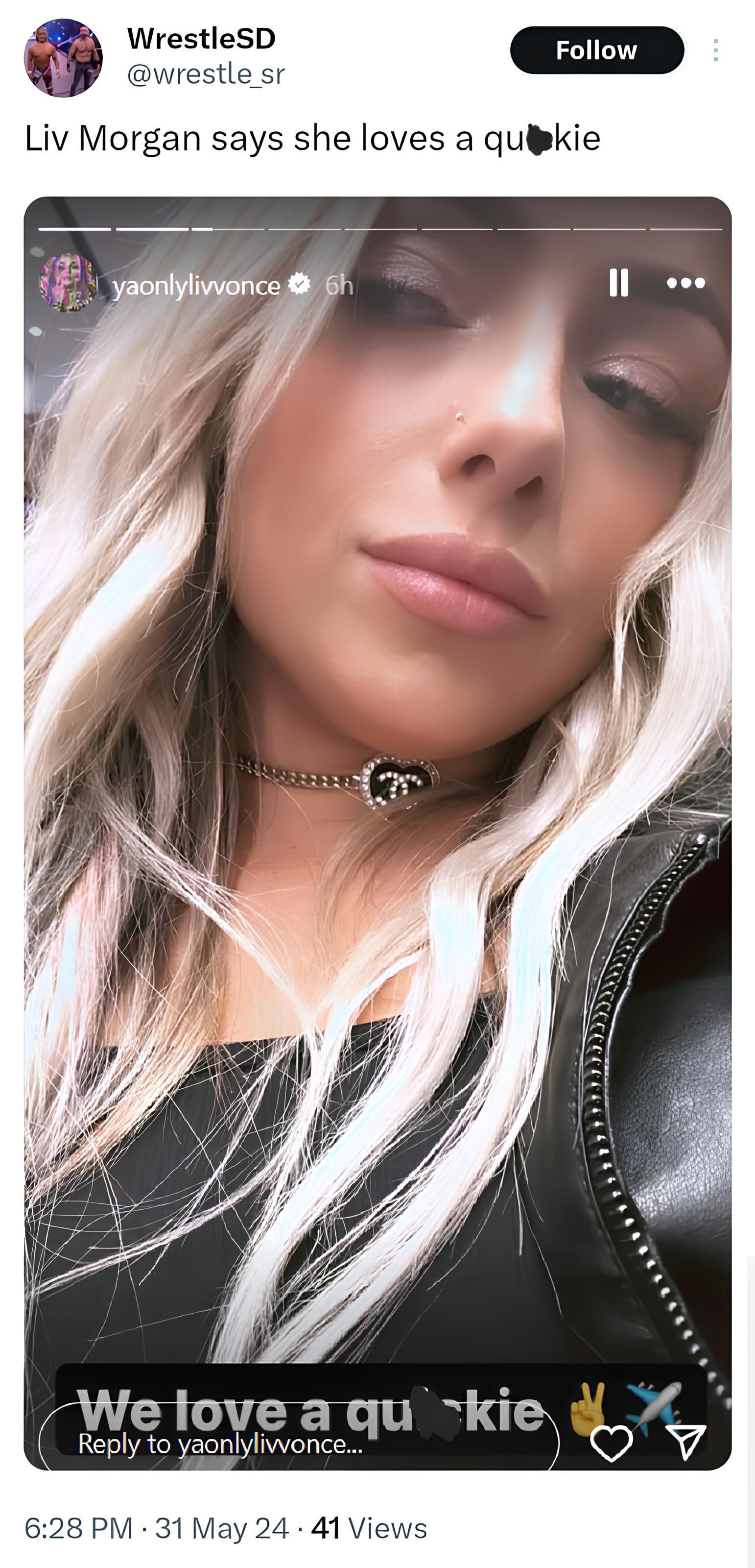 Screenshot of Liv&#039;s Instagram story