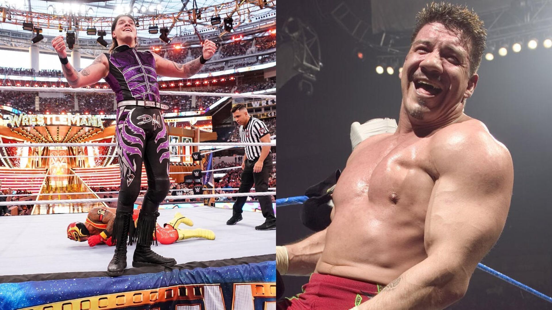 Dominik Mysterio (left) and Eddie Guerrero (right)