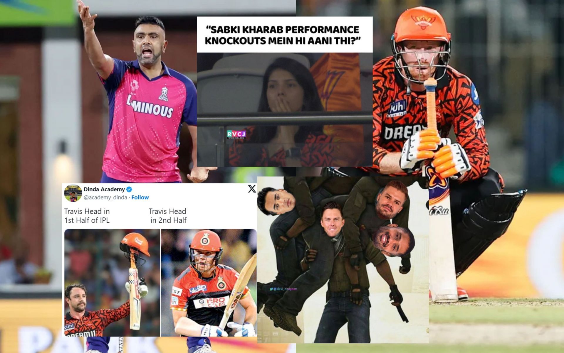 Top 10 funny memes from the 1st innings of SRH vs RR IPL 2024 clash. (Image Credit: BCC