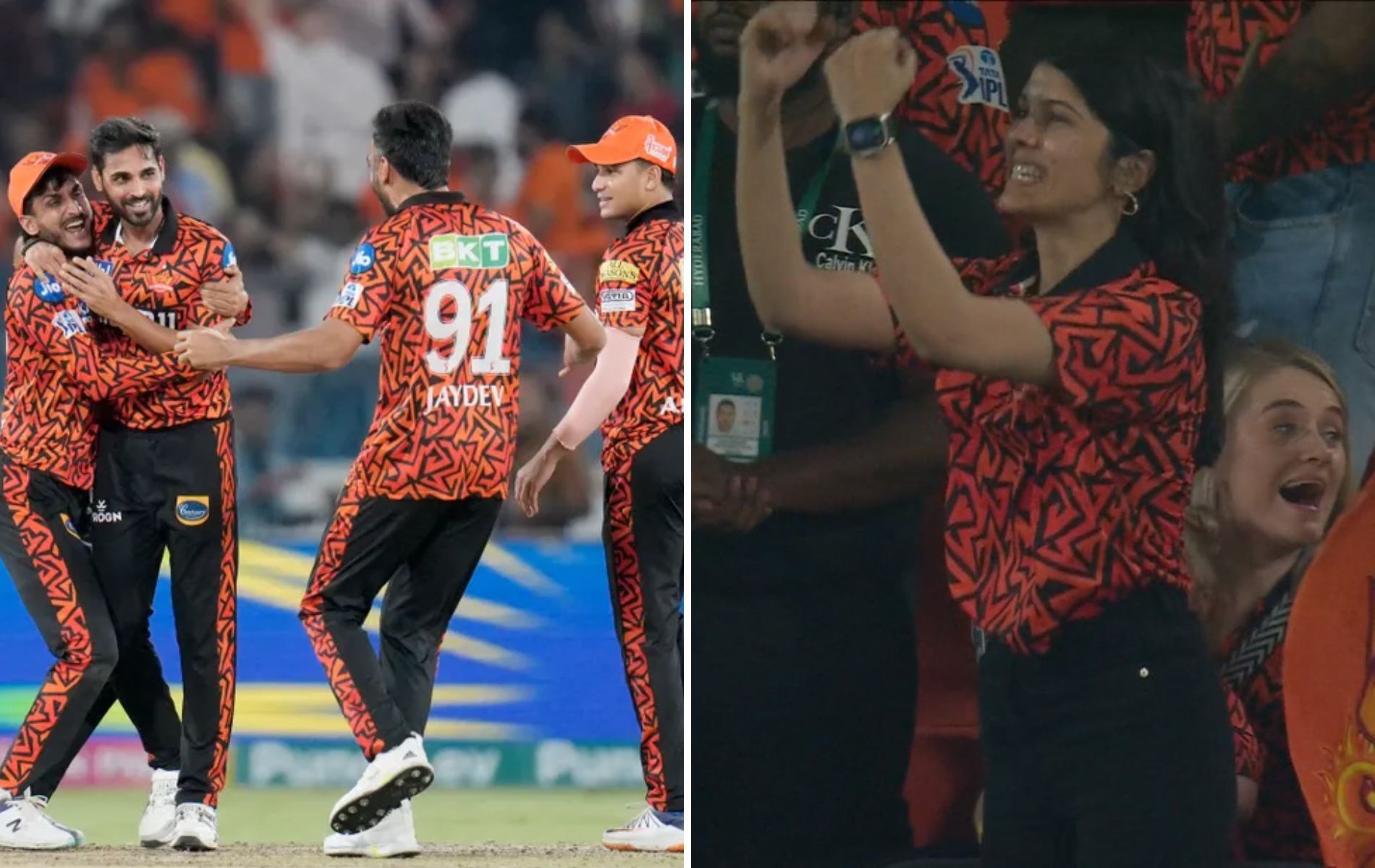 Kavya Maran (R) celebrating SRH