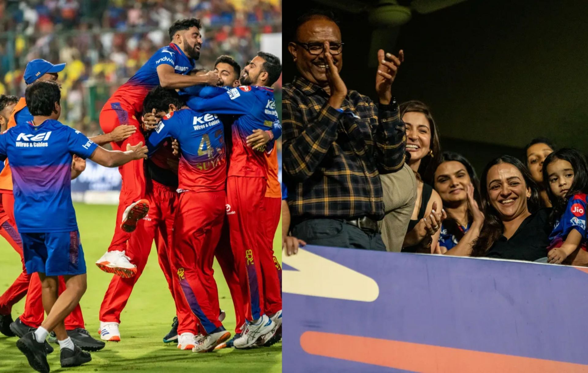 RCB contingent celebrating after victory vs CSK. (PC: BCCI)