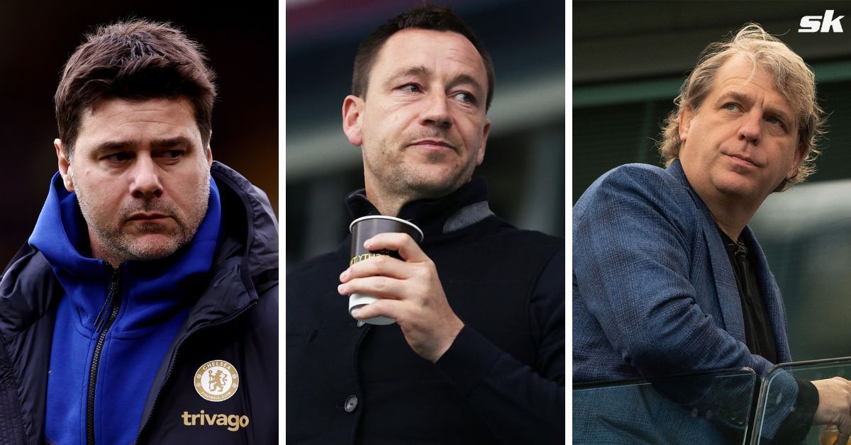 Outgoing Chelsea boss Mauricio Pochettino, former centre-back John Terry and co-owner Todd Boehly (from left to right)
