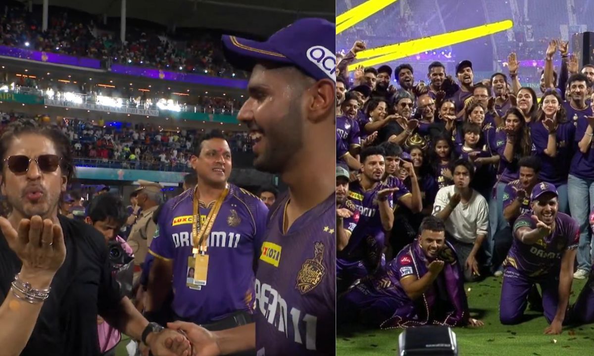 KKR टीम ने किया फ्लाइंग किस सेलिब्रेशन (Photo Credit - X)