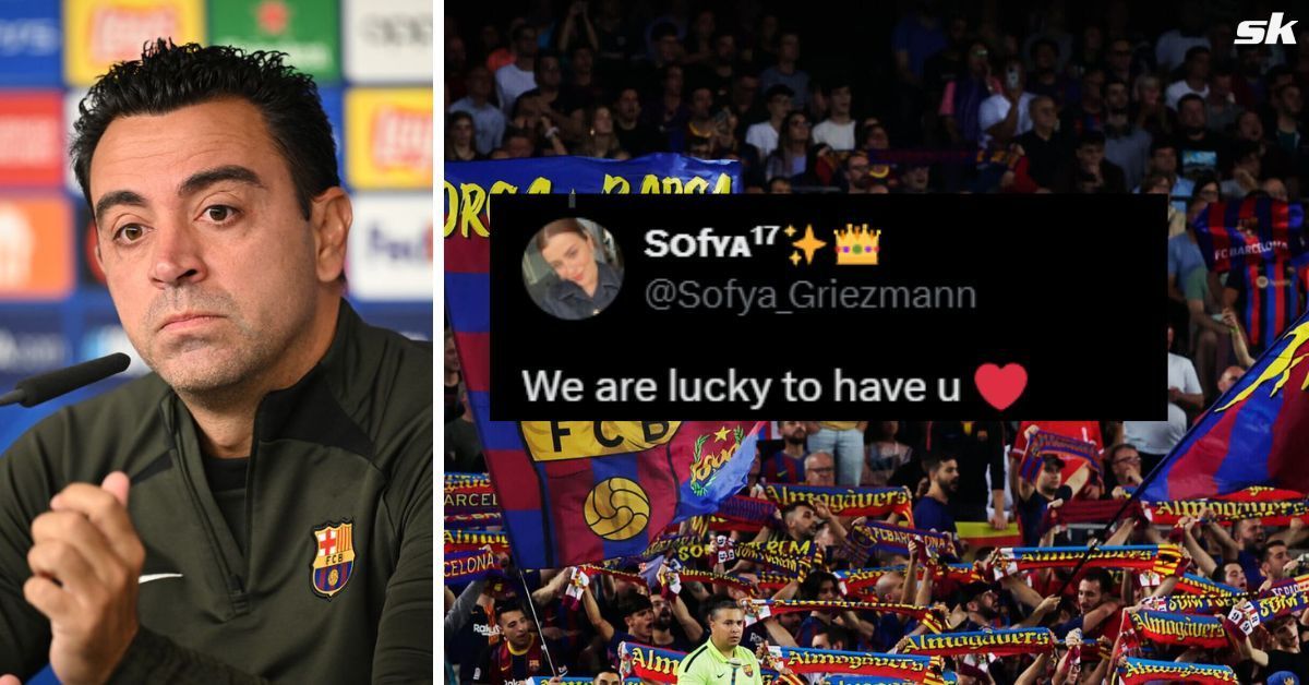 [L-to-R] Xavi Hernandez; Barcelona fans react to Pedri