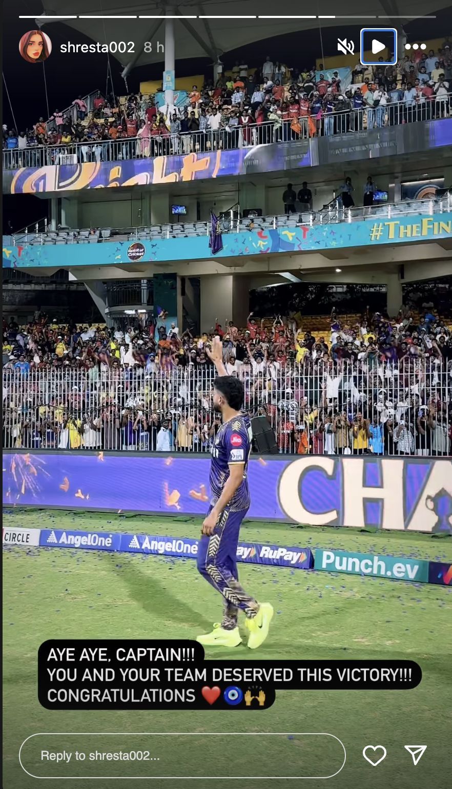 Shreyas Iyer waving at the Chepauk crowd. (Credit: Instagram)