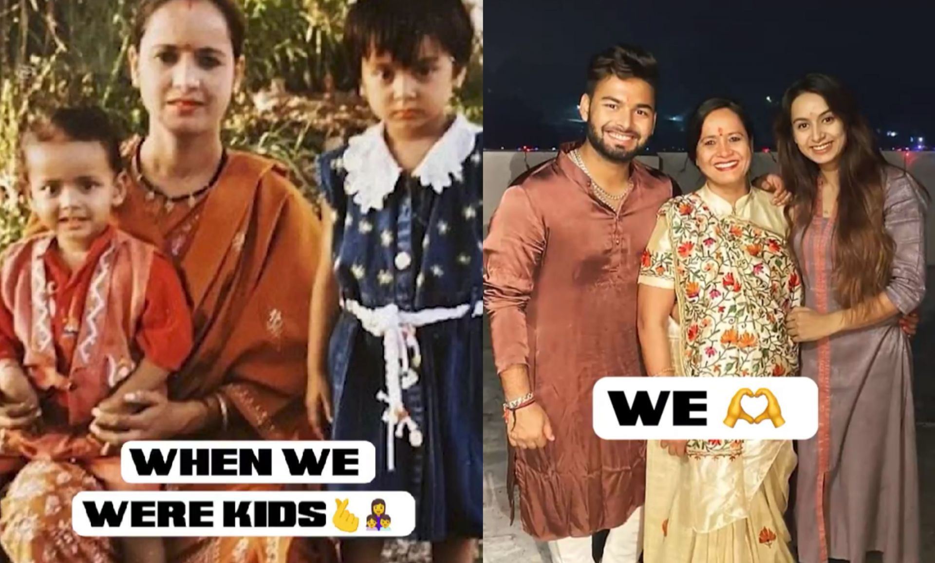 Rishabh Pant with his mother and sister. 