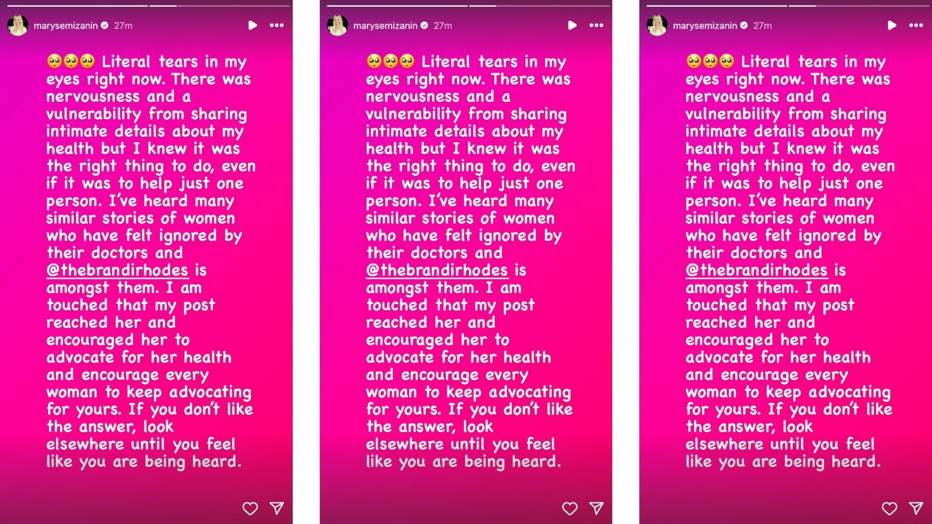 Maryse sends message to Rhodes on Instagram.