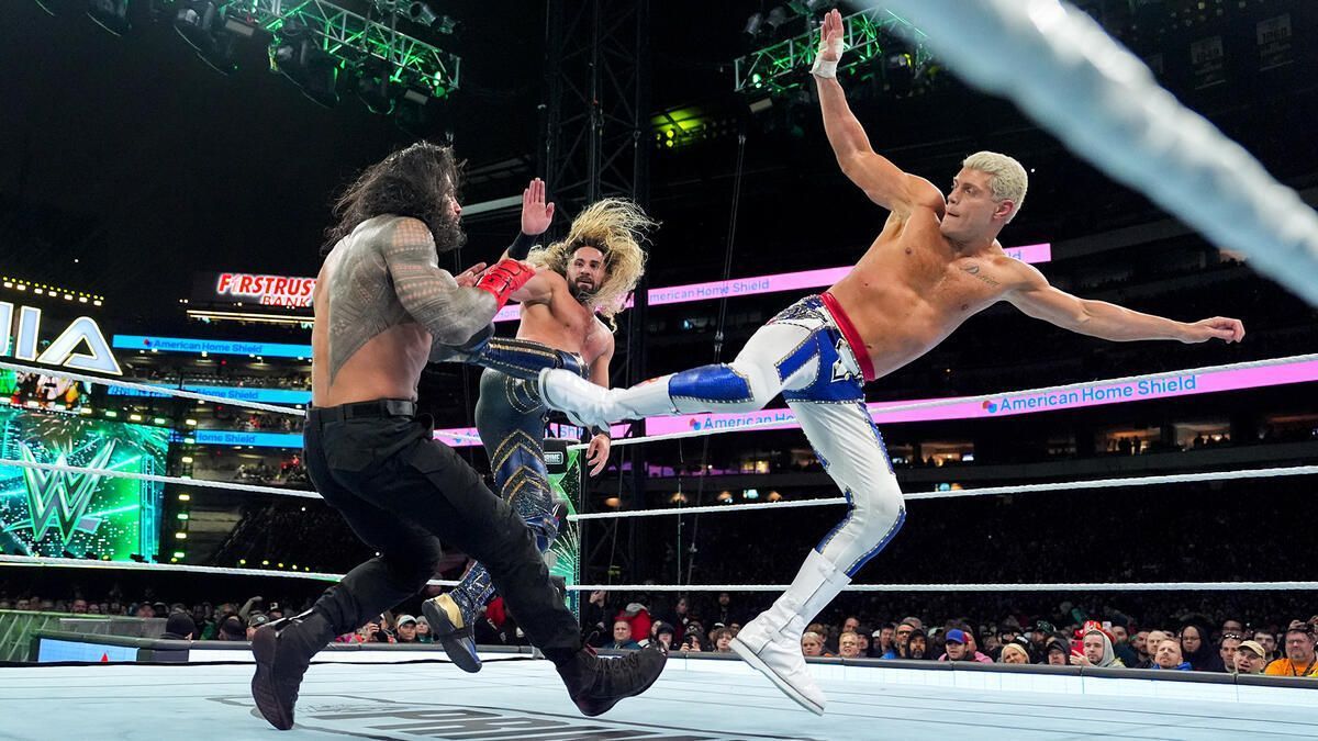 WWE superstars Cody Rhodes and Seth Rollins (right) at WrestleMania 40 (Photo credit: WWE.com)