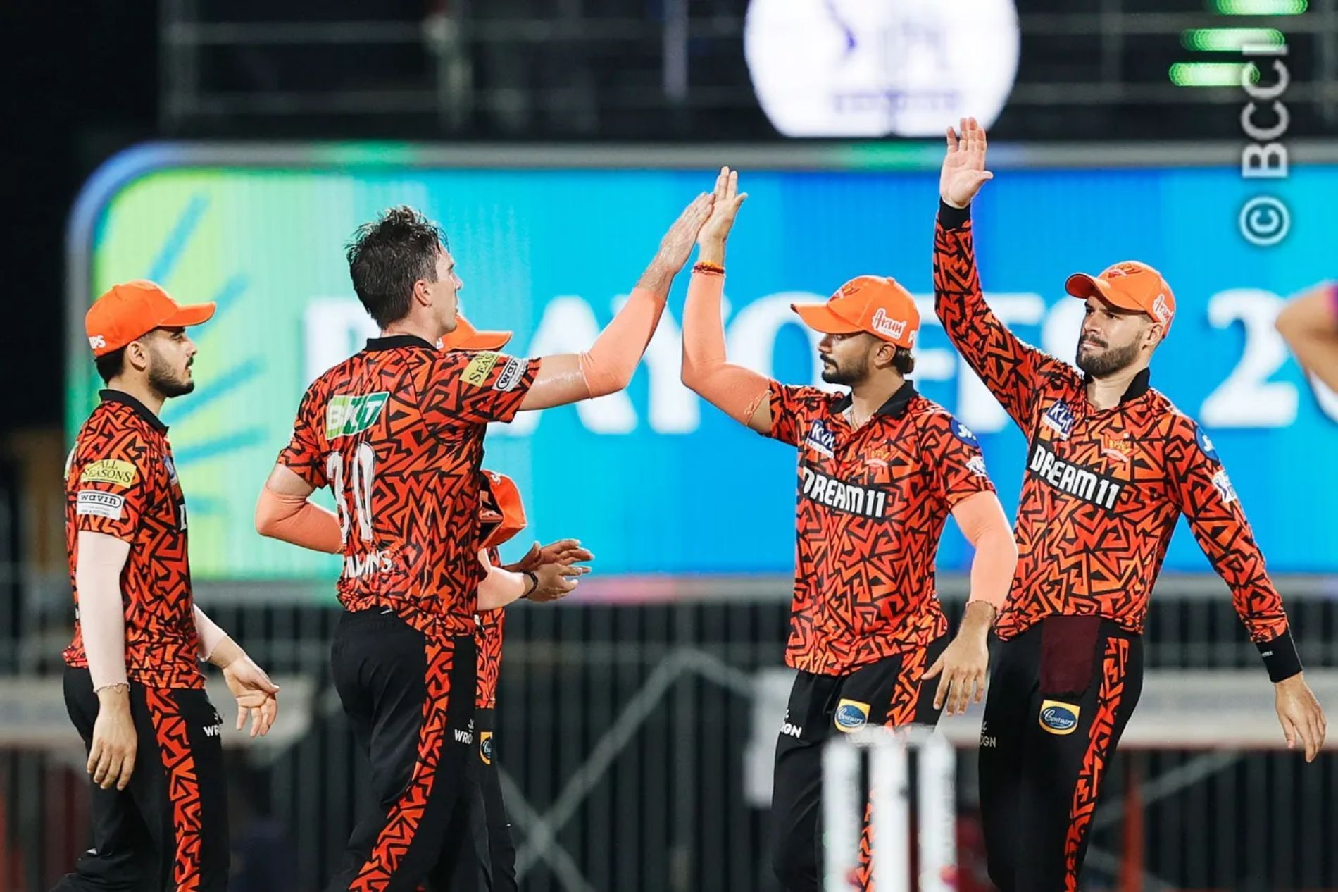 Pat Cummins got the early breakthrough in Rajasthan&rsquo;s chase. (Image Credit: BCCI/ iplt20.com)