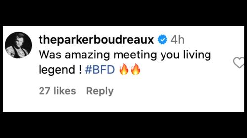 Boudreaux reacts to Foley's Instagram post.