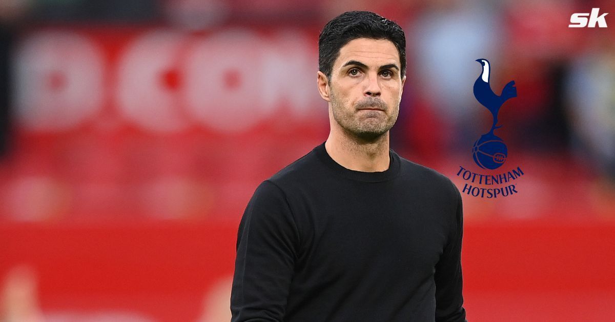 Arsenal manager Mikel Arteta looks on.